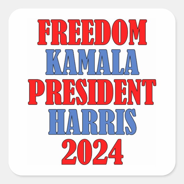 Pegatina de la plaza Kamala Harris Freedom 2024 (Anverso)