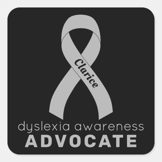 Pegatina de la plaza negra de Dyslexia Advocate (Anverso)