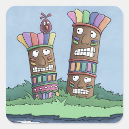 Pegatina de la plaza Tiki Bird Rosebud