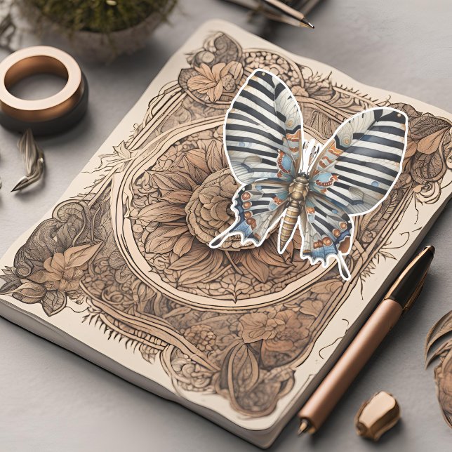 Pegatina de la polilla a rayas coloridas (Subido por el creador)