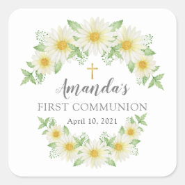 Pegatina de la primera comunión de Daisy Floral Fr