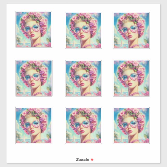 Pegatina de la Reina del Glamour tropical (Hoja)