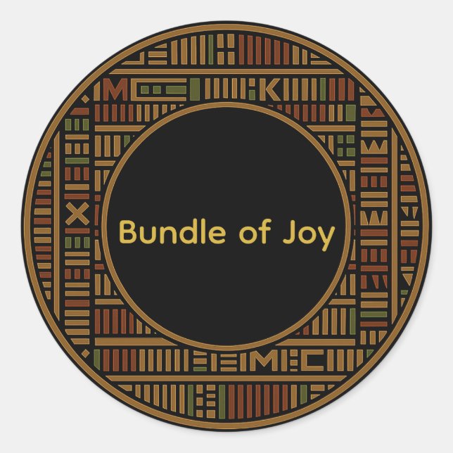 Pegatina de la Ronda Baby Shower African Gold Kent (Anverso)