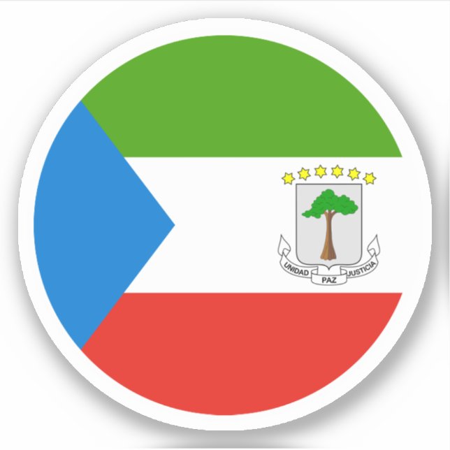 Pegatina de la Ronda Bandera de Guinea Ecuatorial (Anverso)