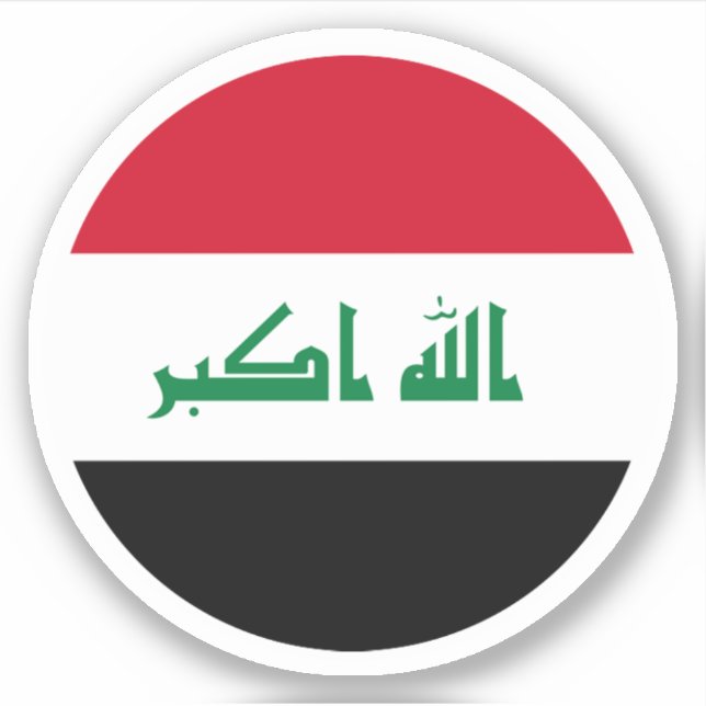Pegatina de la Ronda Bandera de Iraq (Anverso)