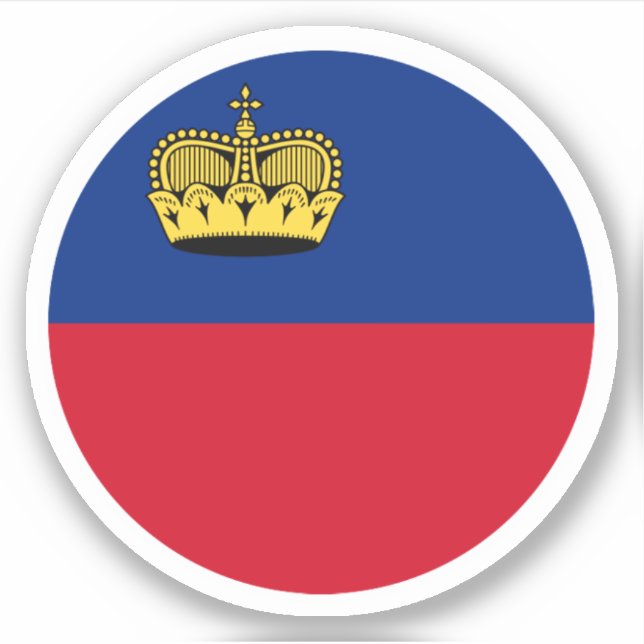 Pegatina de la Ronda Bandera de Liechtenstein (Anverso)