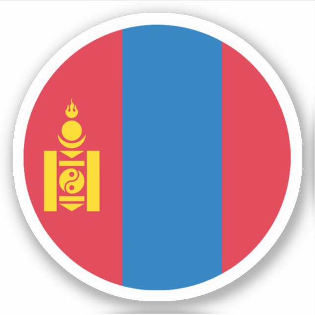 Pegatina de la Ronda Bandera de Mongolia (Anverso)