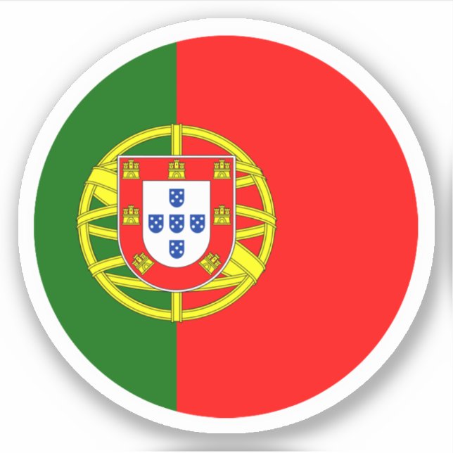Pegatina de la Ronda Bandera de Portugal (Anverso)