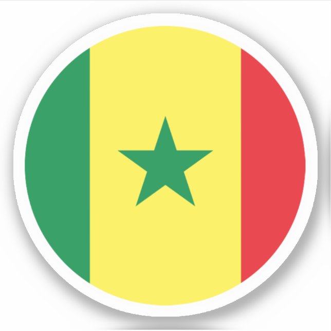 Pegatina de la Ronda Bandera de Senegal (Anverso)
