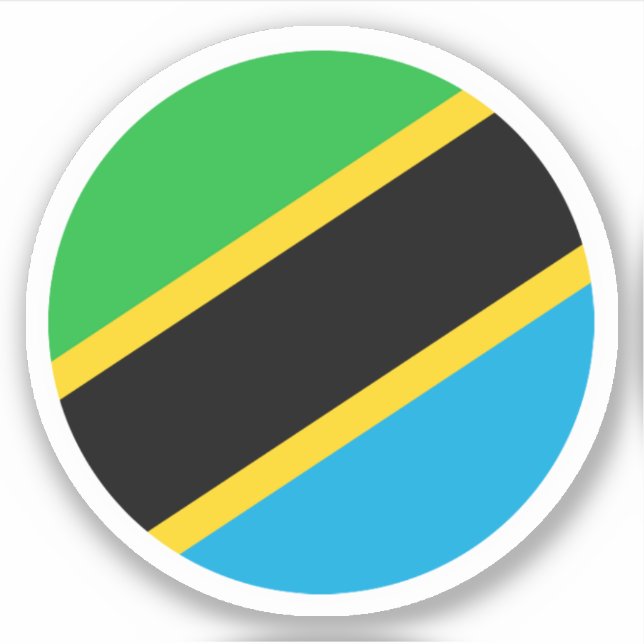 Pegatina de la Ronda Bandera de Tanzania (Anverso)