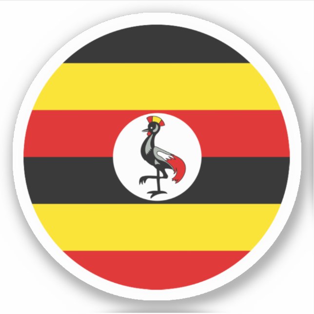 Pegatina de la Ronda Bandera de Uganda (Anverso)
