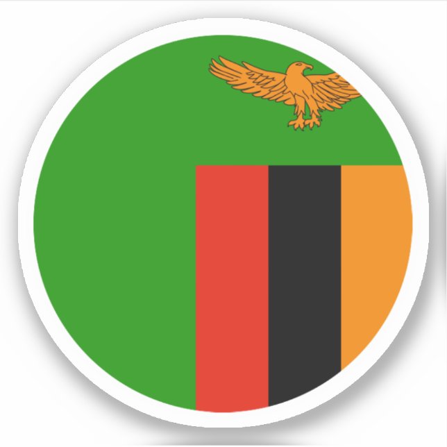 Pegatina de la Ronda Bandera de Zambia (Anverso)