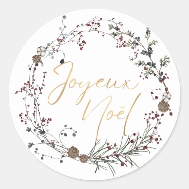 Pegatina de la Ronda Clásica de Navidad Feliz de F (Anverso)