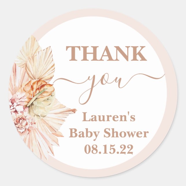 Pegatina de la ronda de Baby Shower del desierto d (Anverso)