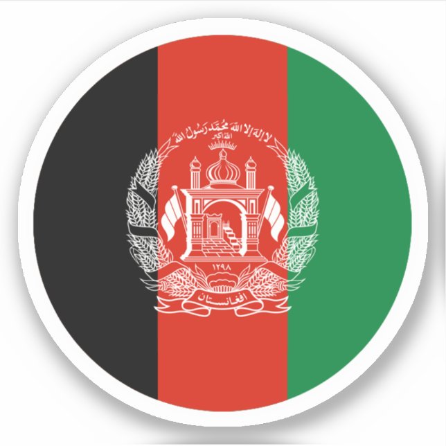 Pegatina de la Ronda de Bandera de Afganistán (ant (Anverso)