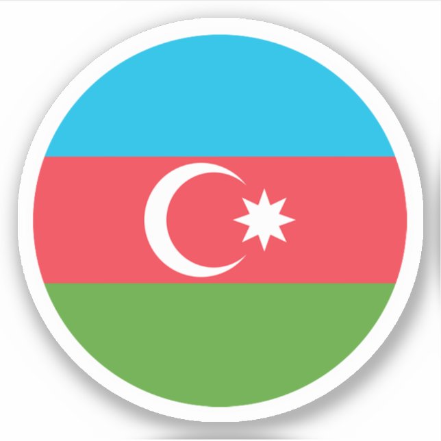 Pegatina de la ronda de bandera de Azerbaiyán (Anverso)