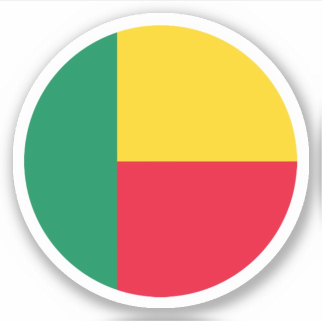 Pegatina de la Ronda de Bandera de Benín (Anverso)