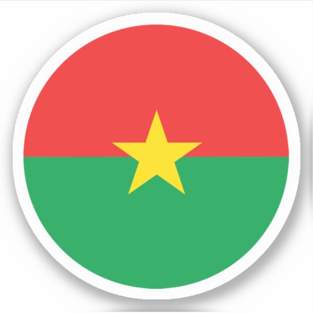 Pegatina de la ronda de bandera de Burkina Faso (Anverso)