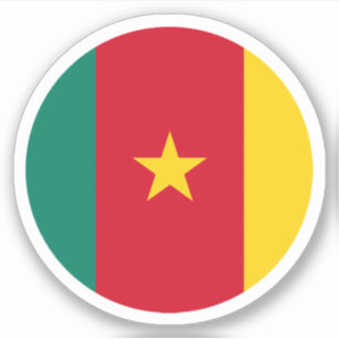 Pegatina de la ronda de bandera de Camerún