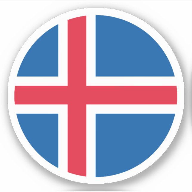 Pegatina de la Ronda de Bandera de Islandia (Anverso)
