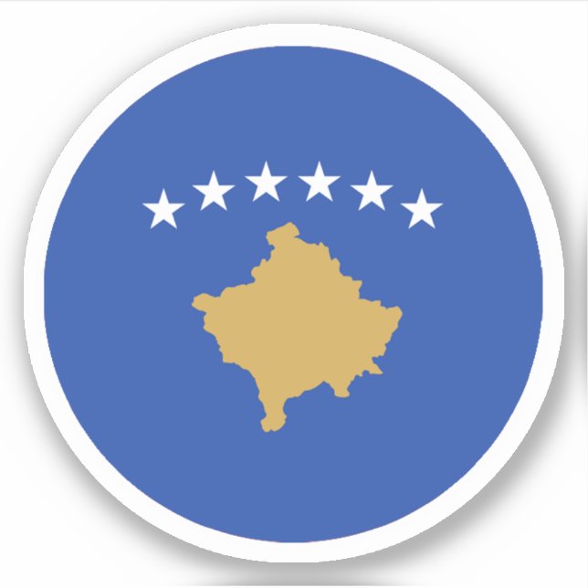 Pegatina de la Ronda de Bandera de Kosovo (Anverso)