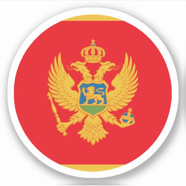 Pegatina de la Ronda de Bandera de Montenegro (Anverso)