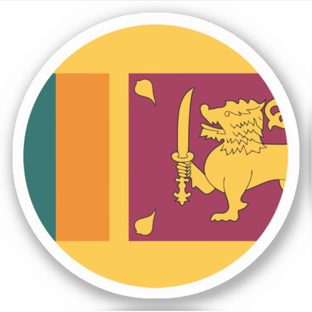 Pegatina de la Ronda de Bandera de Sri Lanka (Anverso)