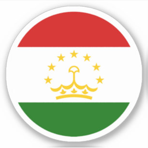 Pegatina de la ronda de bandera de Tayikistán