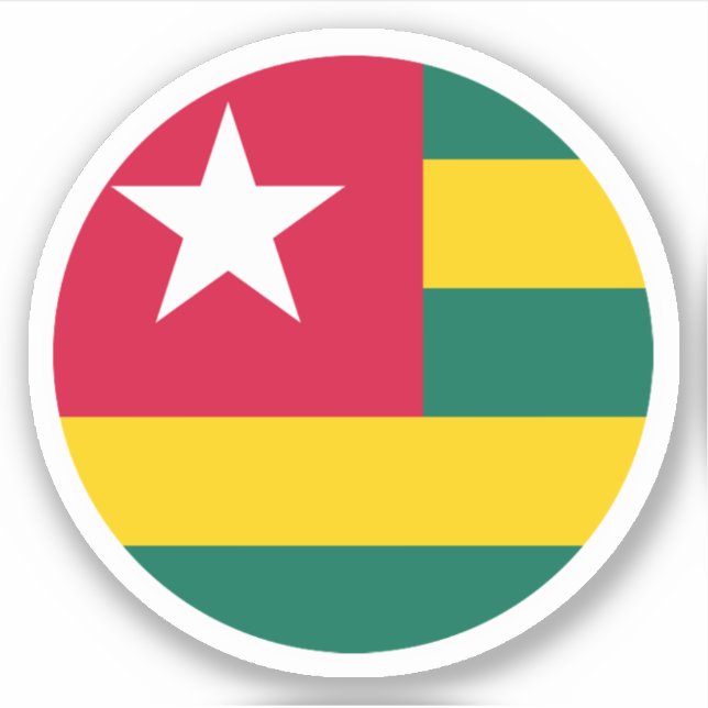 Pegatina de la Ronda de Bandera de Togo (Anverso)