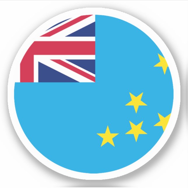 Pegatina de la Ronda de Bandera de Tuvalu (Anverso)