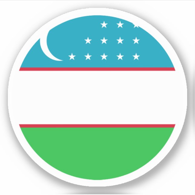 Pegatina de la ronda de bandera de Uzbekistán (Anverso)