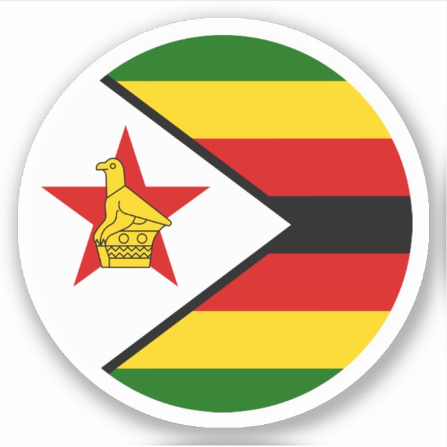 Pegatina de la ronda de bandera de Zimbabue (Anverso)