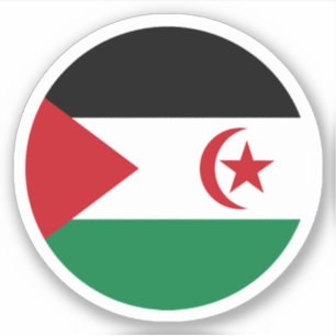 Pegatina de la Ronda de Bandera del Sáhara Occiden