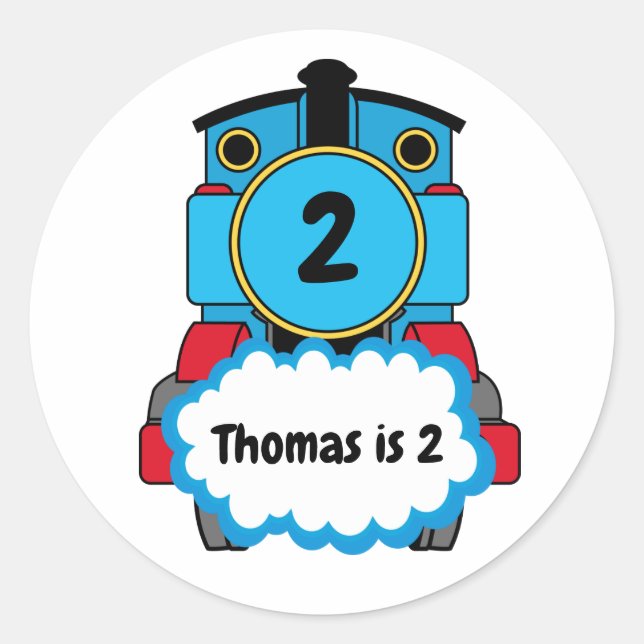 Pegatina de la ronda de cumpleaños de Train Happy (Anverso)