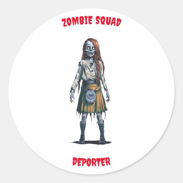 Pegatina de la Ronda de Deportistas Zombie Squad (Anverso)
