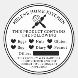 Pegatina de la ronda de panadería Alergia a los al