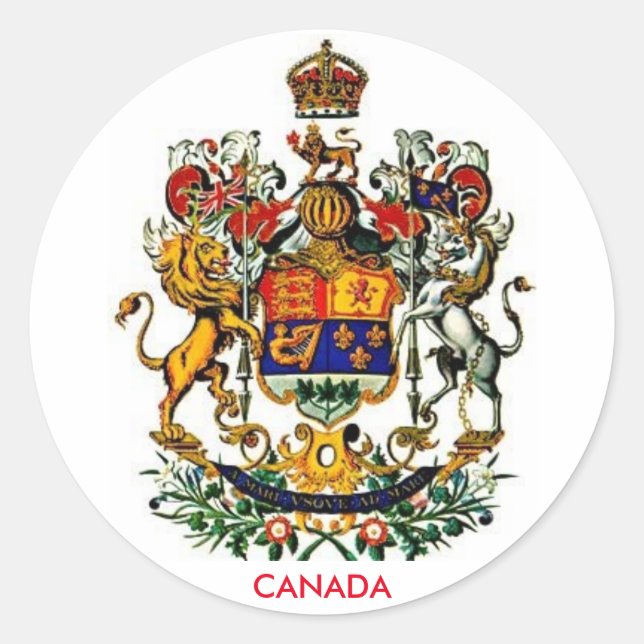 Pegatina de la Ronda del Escudo de Armas del Canad (Anverso)