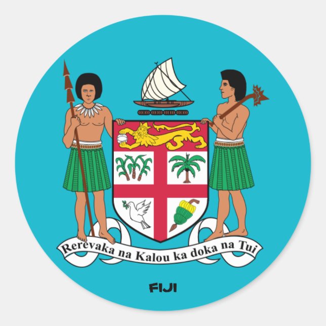 Pegatina de la Ronda Escudo de Fiji (Anverso)