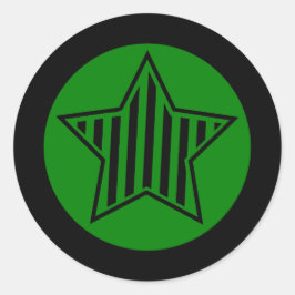 Pegatina de la Ronda Estrella Verde y Negra