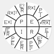 Pegatina de la rueda de la ley de Ohm - redonda