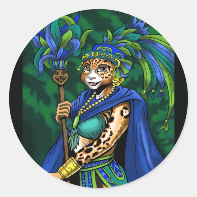 Pegatina de la sacerdotisa maya (Anverso)