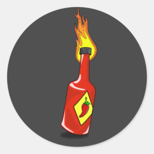 Pegatina de la salsa caliente del dibujo animado