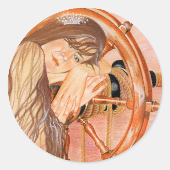 Pegatina de la sirena marina perdida (Anverso)