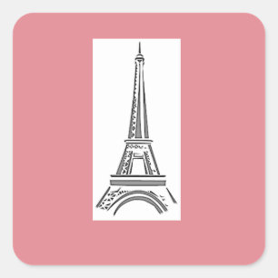 Pegatina de la Torre Eiffel del Corazón Rosa de Pa