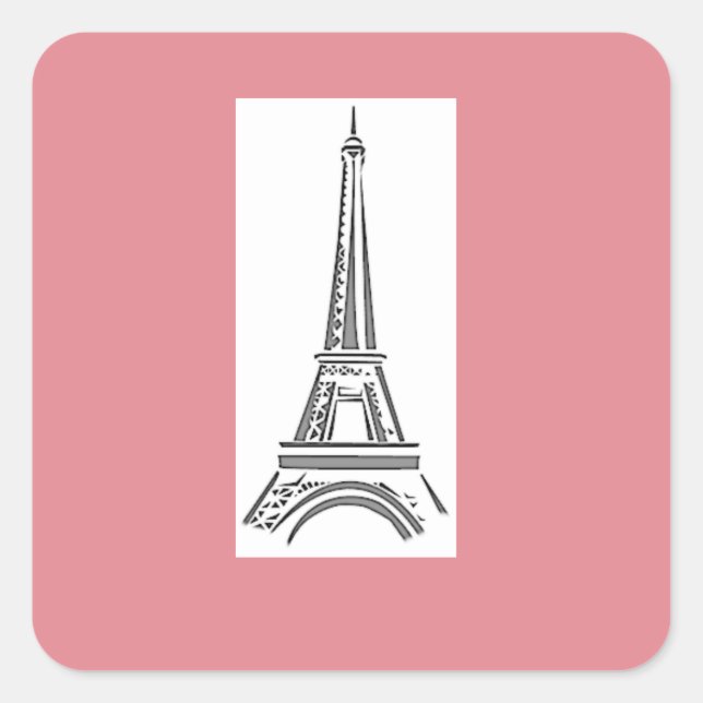 Pegatina de la Torre Eiffel del Corazón Rosa de Pa (Anverso)