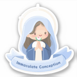 Pegatina de la Virgen María Kawaii rezando
