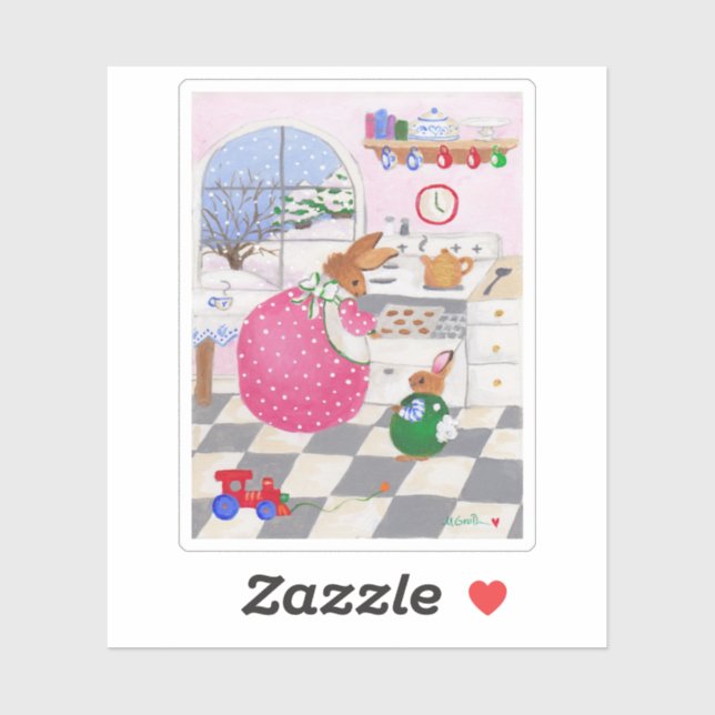 Pegatina de las cookies de Bunny Baking (Hoja)