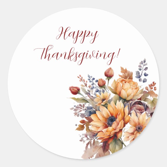 Pegatina de las flores de otoño de la acuarela de  (Anverso)