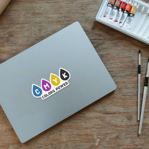 Pegatina de las gotas de tinta CMYK coloridas