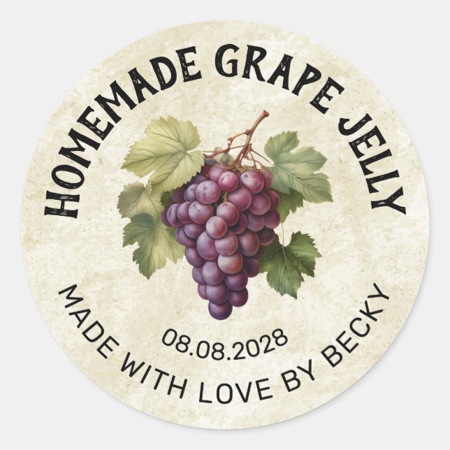 Pegatina de lata de gelatina de uva roja (Anverso)